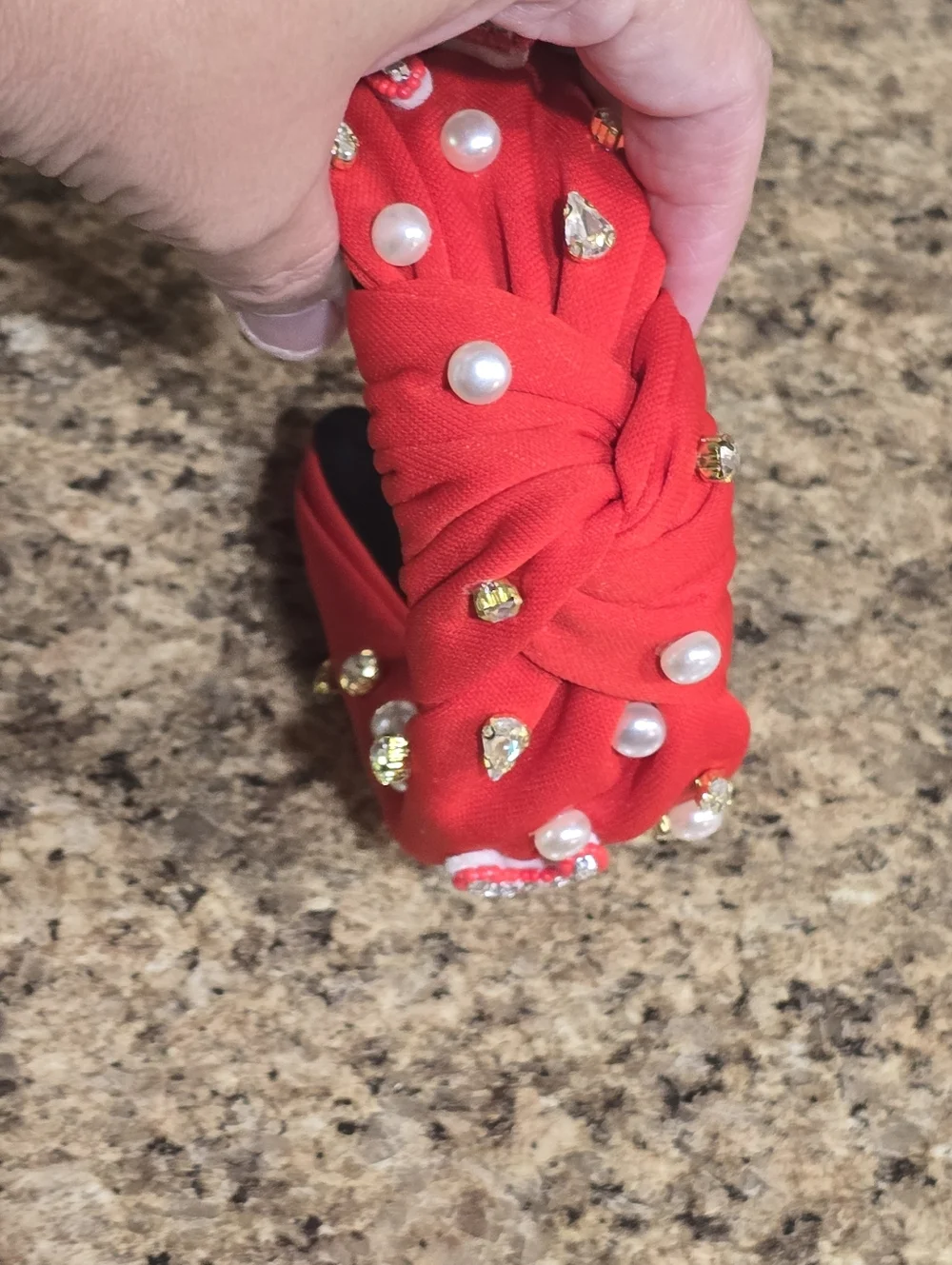 4th Of July USA Embellished Red Knot Headband with Crystal Letters